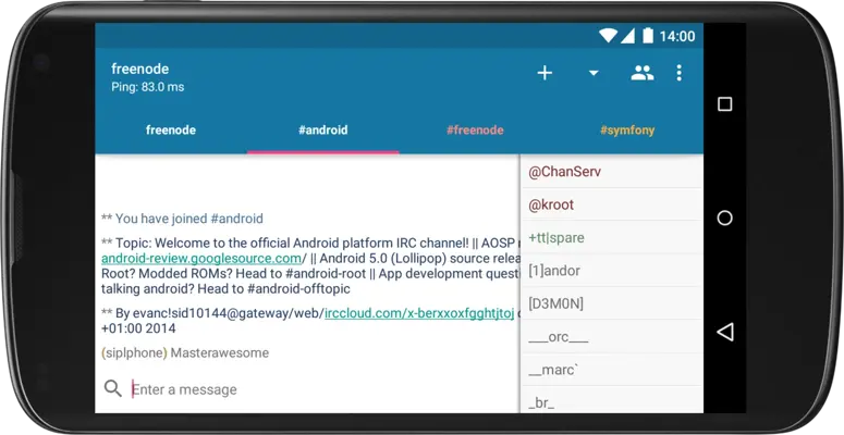 AndroIRC android App screenshot 4